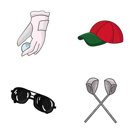 Golf club set collection icons in cartoon style symbol stock illustration web.のイラスト素材