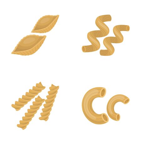 Different types of pasta. Types of pasta set collection icons in cartoon style vector symbol stock illustration web.のイラスト素材