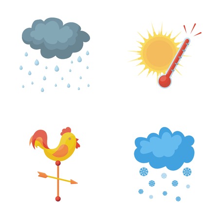 Rain, snow, heat, weathervane. The weather set collection icons in cartoon style vector symbol stock illustration web.のイラスト素材