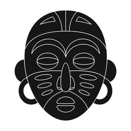 African tribal mask.African safari single icon in black style vector symbol stock illustration web.のイラスト素材