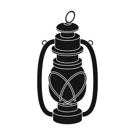 Portable kerosene lamp.African safari single icon in black style vector symbol stock illustration web.のイラスト素材
