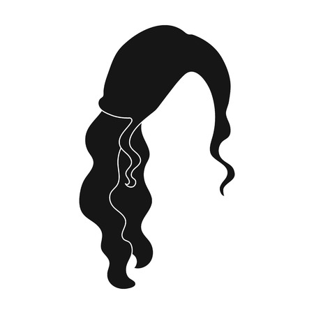 Red wavy.Back hairstyle single icon in black style vector symbol stock illustration web.のイラスト素材