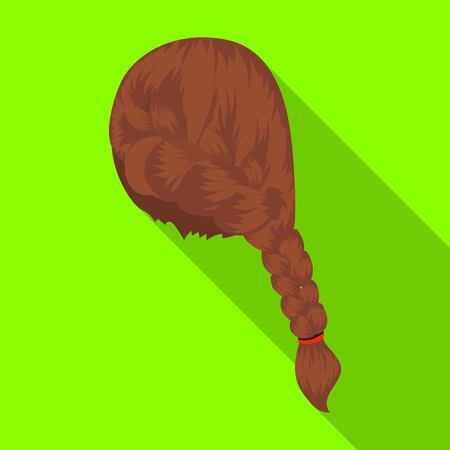 Red pigtail.Back hairstyle single icon in flat style vector symbol stock illustration web.のイラスト素材