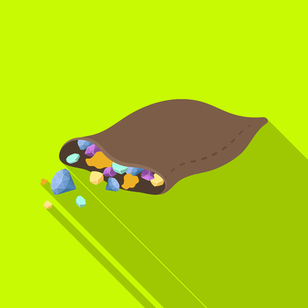 A leather bag with diamonds and precious stones.African safari single icon in flat style vector symbol stock illustration web.のイラスト素材