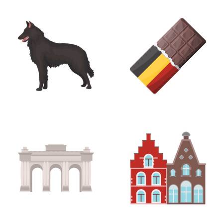 Chocolate, cathedral and other symbols of the country.Belgium set collection icons in cartoon style vector symbol stock illustration .のイラスト素材