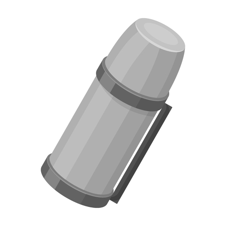 Thermos for tea and coffee.Tent single icon in monochrome style vector symbol stock illustration web.のイラスト素材