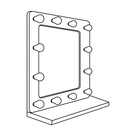 Mirror in the make-up room.Making movie single icon in outline style vector symbol stock illustration web.のイラスト素材