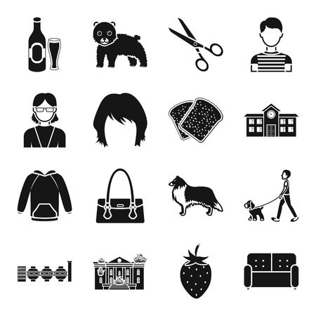 atelier, food, architecture and other web icon in black style. clothing, accessoire, industry icons in set collection.のイラスト素材
