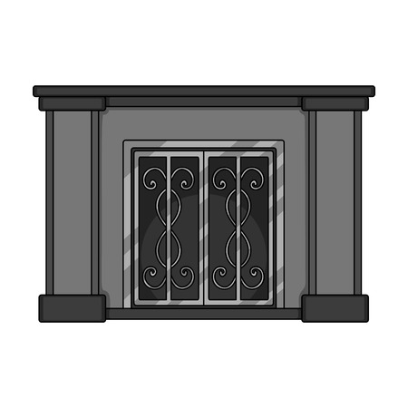 Fireplace single icon in monochrome style vector symbol stock illustrationのイラスト素材