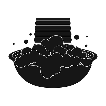 Bowl for washing. Dry cleaning single icon in black style vector symbol stock illustration web.のイラスト素材