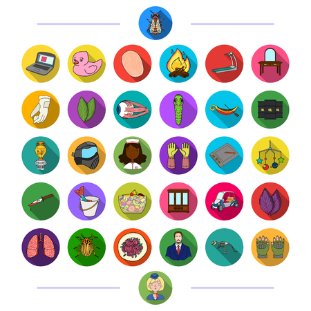 nature, fishing, history and other  icon in flat style., tourism, sport, medicine icons in set collectionのイラスト素材