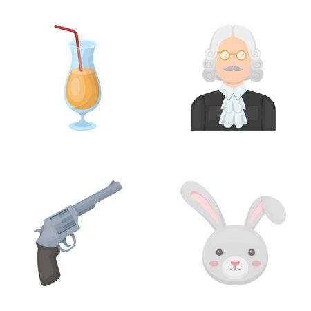 mouth, alcohol and other  icon in cartoon style.Justice, animal icons in set collection.のイラスト素材