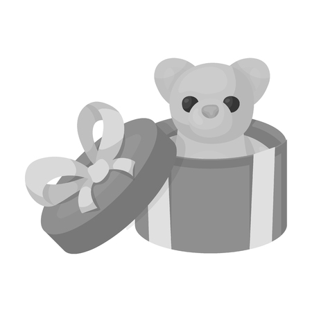 A toy in a gift box. E-commerce single icon in monochrome style vector symbol stock illustration .のイラスト素材