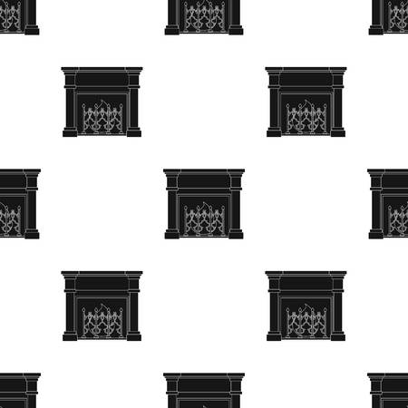 Fire, warmth and comfort. Fireplace single icon in black style vector symbol stock illustration web.のイラスト素材