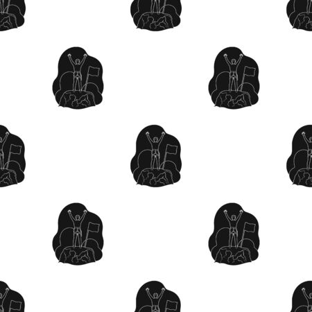 Climber on conquered top.Mountaineering single icon in black style vector symbol stock illustration web.のイラスト素材