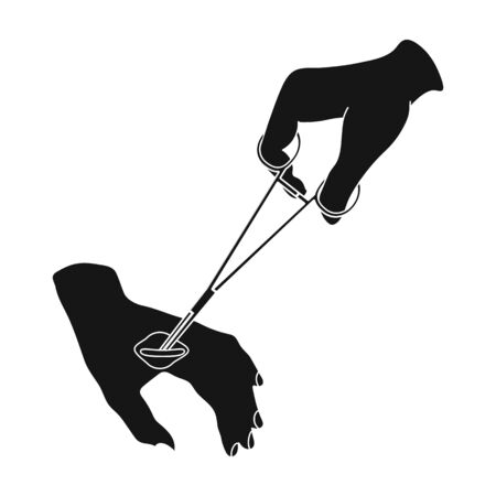 Manipulation, treatment of a wound on the arm with a medical instrument. Traumatology single icon in black style vector symbol stock illustration web.のイラスト素材
