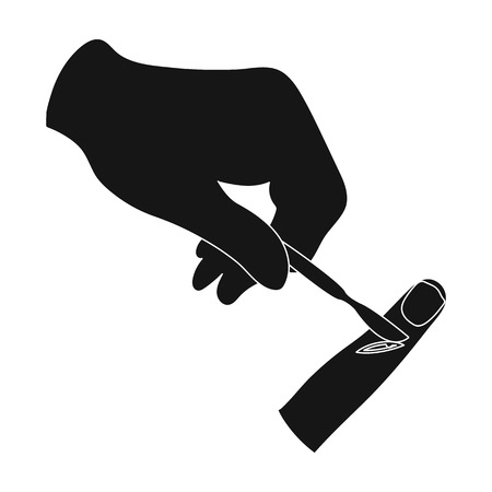 Cut the finger with a surgical scalpel. Surgery single icon in black style vector symbol stock illustration web.のイラスト素材