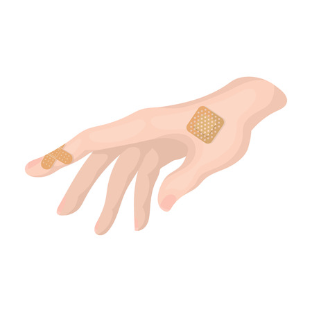 Bactericidal plaster on the arm. Medicine single icon in cartoon style vector symbol stock illustration web.のイラスト素材