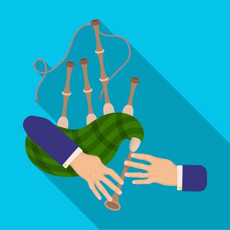 Playing the Scottish national bagpipe instrument. Bagpipe Wind Instruments single icon in flat style vector symbol stock illustration web.のイラスト素材