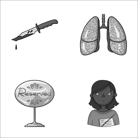 crime, restaurant and other monochrome icon in cartoon style.Medicine, profession icons in set collection.のイラスト素材