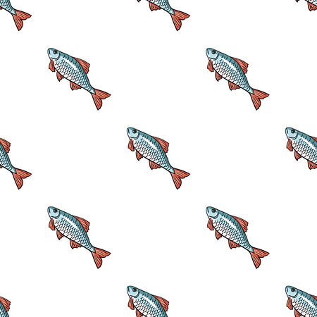 Fish icon in cartoon style isolated on white background. Fishing symbol stock vector illustration.のイラスト素材