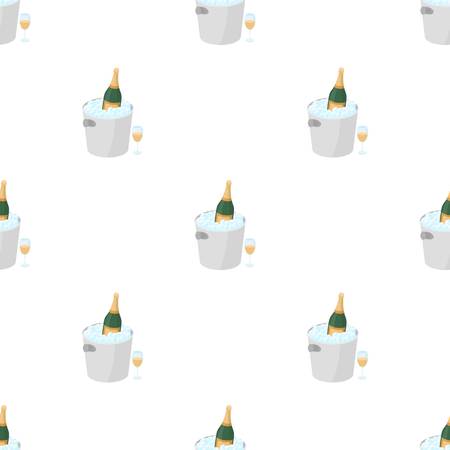 Champagne bottle in an ice bucket icon in cartoon style isolated on white background. France country symbol stock vector illustration.のイラスト素材