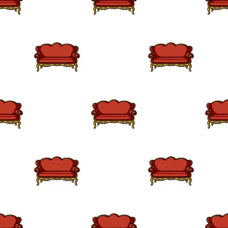 Vintage sofa icon in cartoon style isolated on white background. Furniture and home interior symbol vector illustration.のイラスト素材