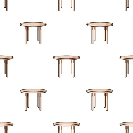 Wooden round table icon in cartoon style isolated on white background. Furniture and home symbol stock vector illustration.のイラスト素材