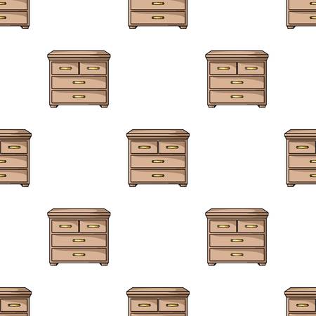 Wooden cabinet with drawers icon in cartoon style isolated on white background. Furniture and home interior symbol vector illustration.のイラスト素材