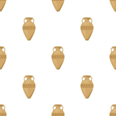 Greece amphora icon in cartoon style isolated on white background. Greece symbol vector illustration.のイラスト素材