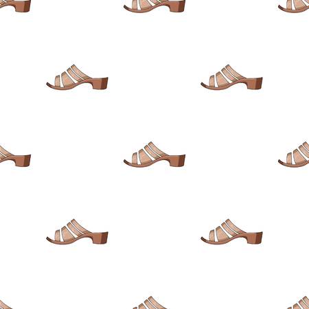 Brown leather women summer heels. Shoes for walking in the Park .Different shoes single icon in cartoon style vector symbol stock web illustration.のイラスト素材