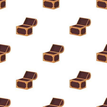 Pirate wooden chest icon in cartoon style isolated on white background. Pirates symbol vector illustration.のイラスト素材