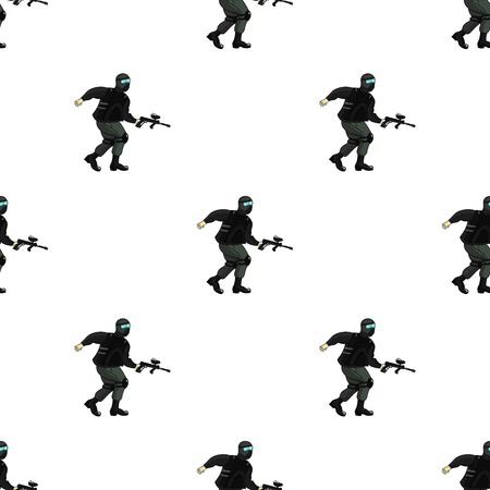 Paintball player icon in cartoon design isolated on white background. Paintball symbol stock vector illustration.のイラスト素材