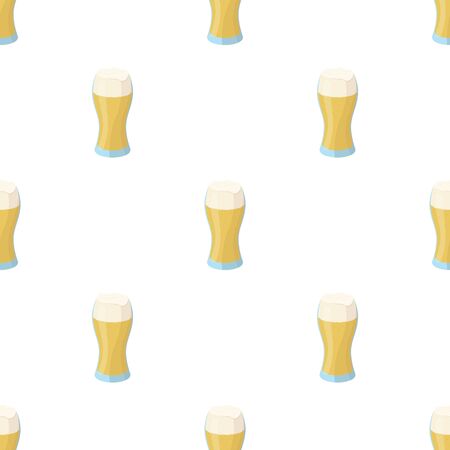 A glass of wheat beer with foam.Alcoholic beverage to relax. Pub pattern icon in cartoon style vector symbol stock web illustration.のイラスト素材