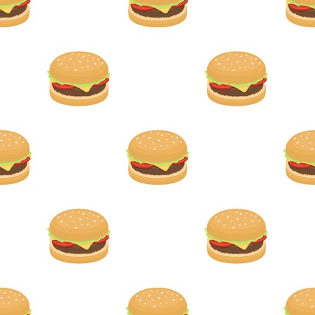 Burger with cutlet and slabom. Bar food with beer. Pub pattern icon in cartoon style vector symbol stock web illustration.のイラスト素材