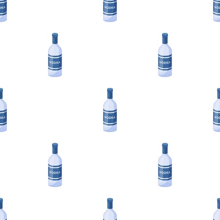 Glass bottle of vodka icon in cartoon design isolated on white background. Russian country symbol stock vector illustration.のイラスト素材