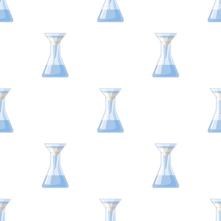 Filtration of water solution in a conical flask icon in cartoon design isolated on white background. Water filtration system symbol stock vector illustration.のイラスト素材