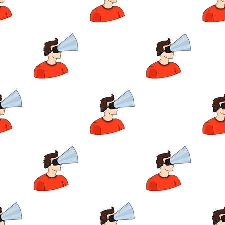 Player with virtual reality headcartoon icon in cartoon style isolated on white background. Virtual reality symbol vector illustration.のイラスト素材