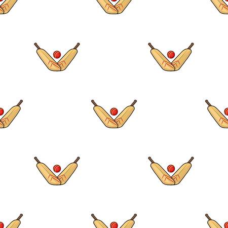 Crossed cricket bats with ball icon in cartoon style isolated on white background. Australia symbol stock vector illustration.のイラスト素材