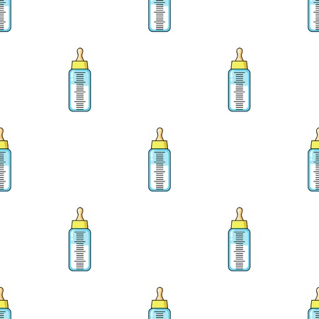 Baby bottle icon in cartoon style isolated on white background. Baby born symbol vector illustration.のイラスト素材