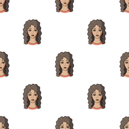 Avatar of a woman with curly hair.Avatar and face single icon in cartoon style vector symbol stock illustration.のイラスト素材