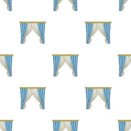 Curtains with drapery on the cornice.Curtains single icon in cartoon style vector symbol stock illustration .のイラスト素材