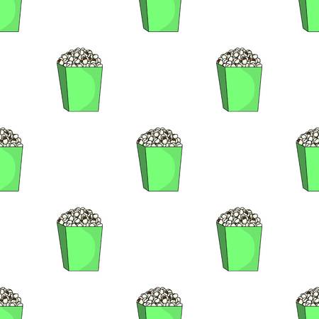 Popcorn in a blue box. Food for an amusement park and a movie trip.Amusement park single icon in cartoon style vector symbol stock illustration.のイラスト素材