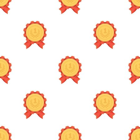 The award for first place.Gold medal with the red ribbon of the winner Olympics.Awards and trophies single icon in cartoon style vector symbol stock illustration.のイラスト素材