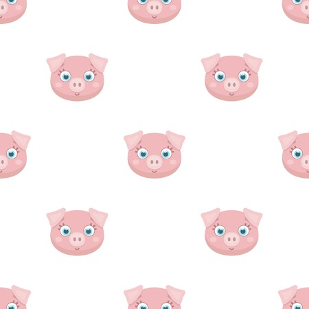 Pig muzzle icon in cartoon style isolated on white background. Animal muzzle symbol stock vector illustration.のイラスト素材