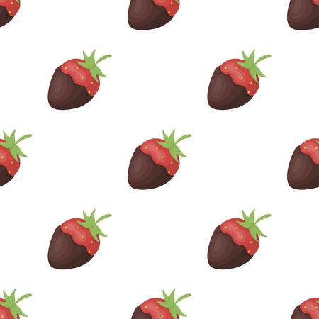 Strawberry in chocolate icon in cartoon design isolated on white background. Chocolate desserts symbol stock vector illustration.のイラスト素材