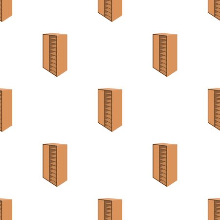 A brown wooden bookcase with many books on its shelves. Home library. Love reading. Large brown bookcase.Bedroom furniture single icon in cartoon style vector symbol stock web illustration.のイラスト素材