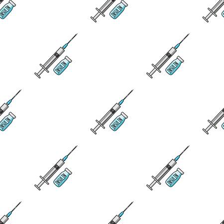 The syringe and bottle of insulin.Medicines for the treatment of diabetes.Diabetes single icon in cartoon style vector symbol stock illustration.のイラスト素材