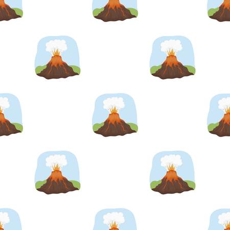 Volcano eruption icon in cartoon style isolated on white background. Dinosaurs and prehistoric symbol stock vector illustration.のイラスト素材