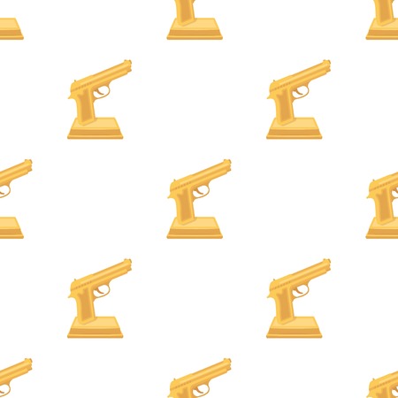 Golden gun on a stand.Award for best crime film.Movie awards single icon in cartoon style vector symbol stock web illustration.のイラスト素材